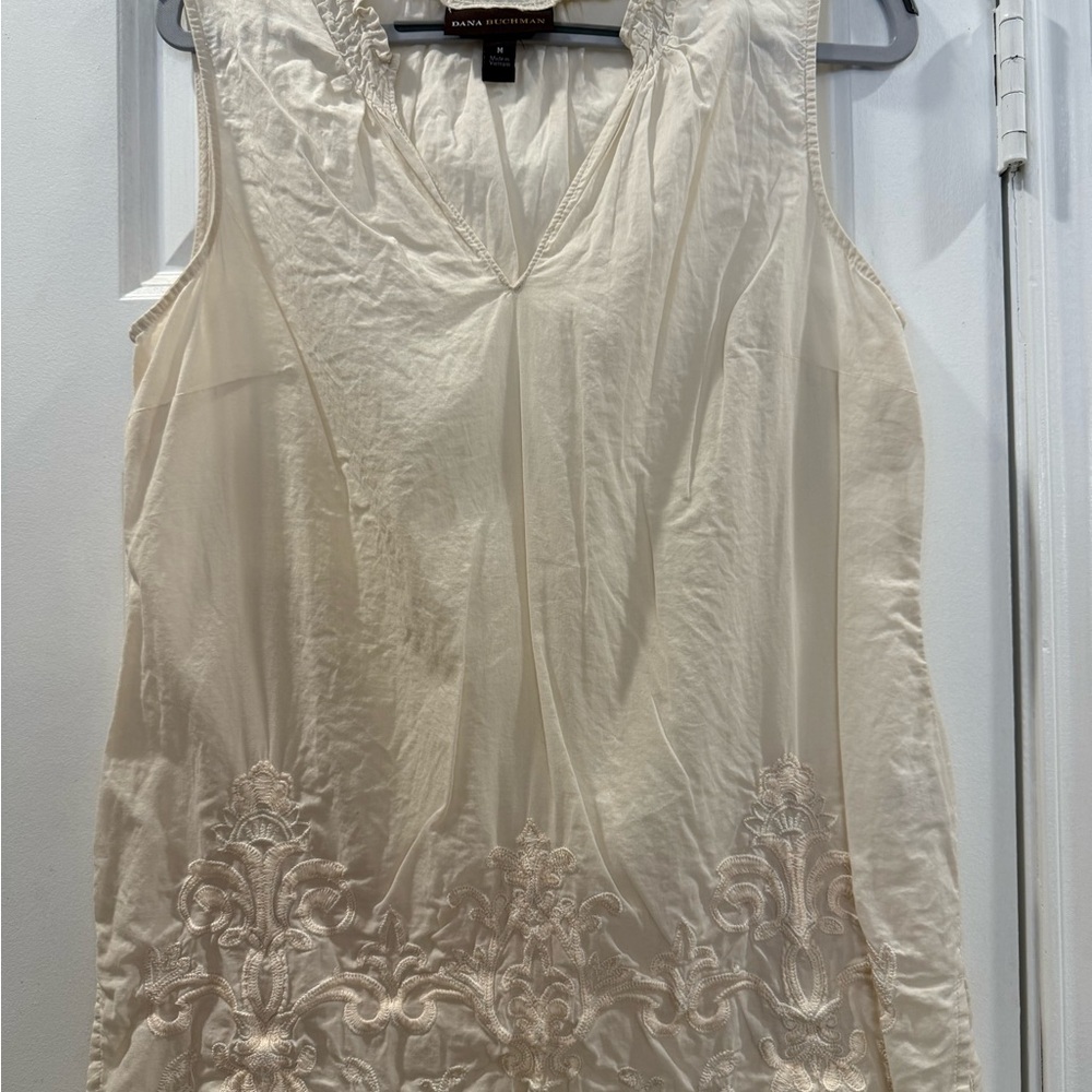 Dana Buchman Cream Blouse with Ruched Details
